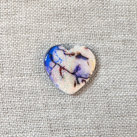 Sterling Opal 20mm Heart Cabochon
