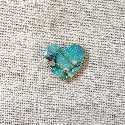 Sterling Opal 16mm Heart Cabochon