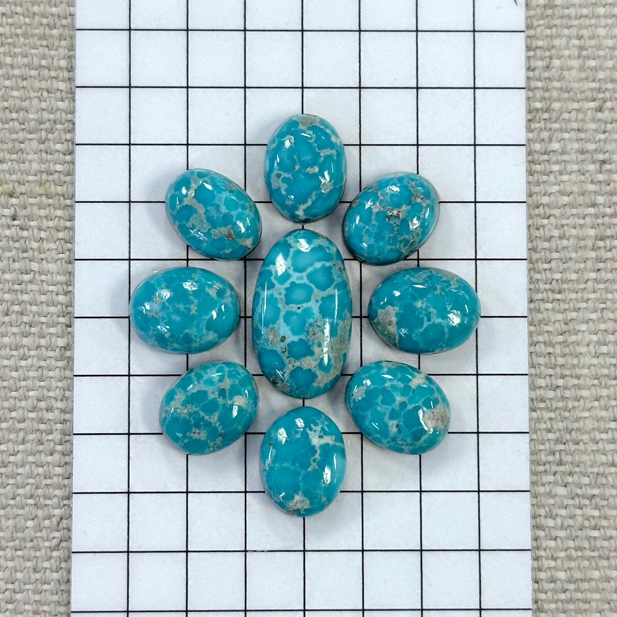 White Water Turquoise Cabochon Set
