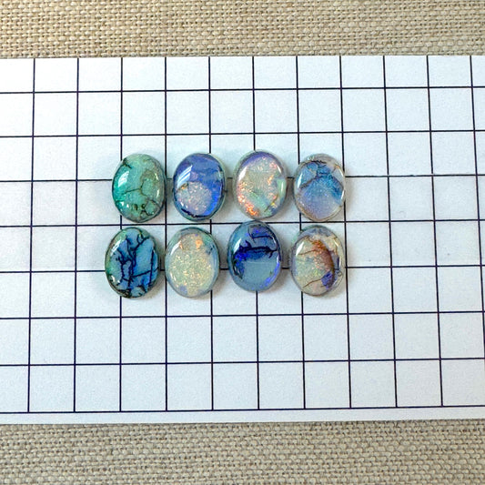 Sterling Opal Oval 8x10mm Cabochon Set -- 8 pc