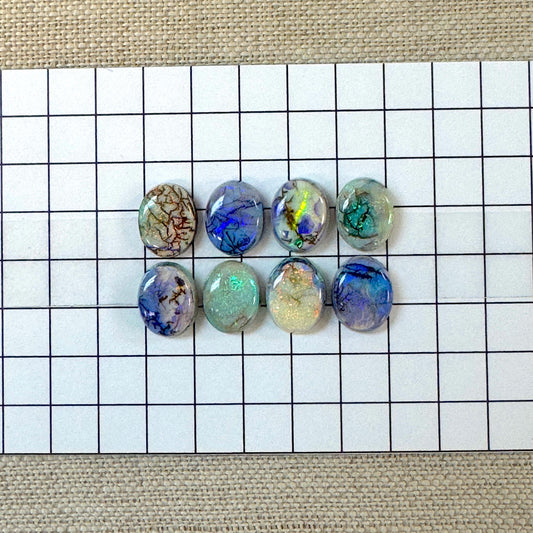 Sterling Opal Oval 8x10mm Cabochon Set -- 8 pc