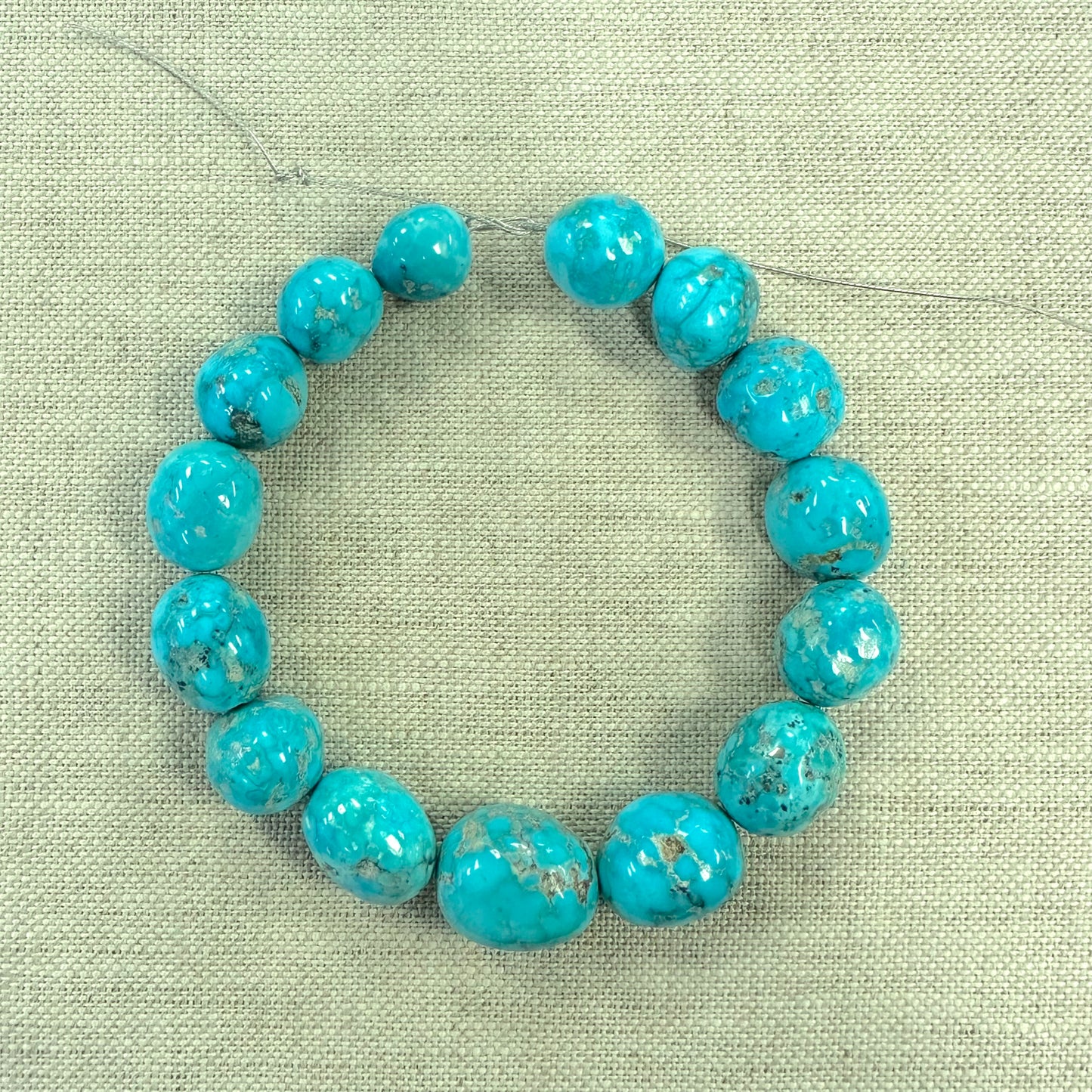 Sonoran Turquoise 11.3-14.4mm Graduated Beads -- 8" strand