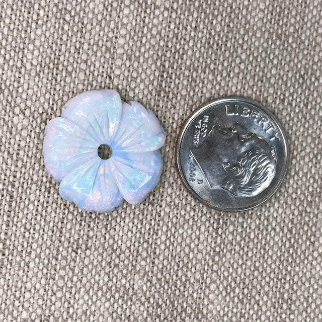 Sterling Opal Carved 18mm Flower