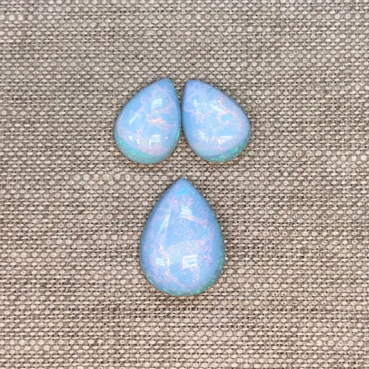 Sterling Opal Pear Cabochon Set