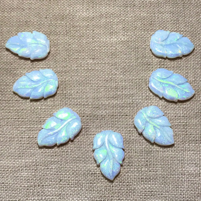 Sterling Opal Carved Leaf Set