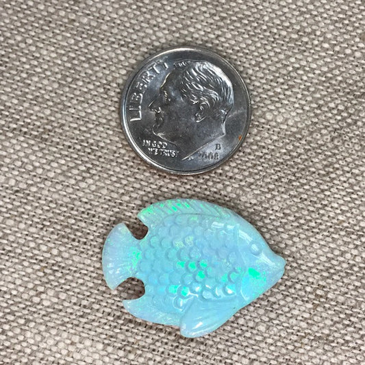 Sterling Opal Carved Fish Color 4