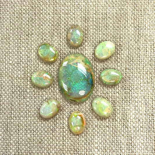 Sterling Opal 13x18mm/6x8mm Oval Cabochon Set