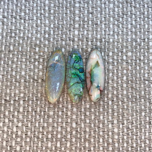 Sterling Opal 5x15 Oval Cabochon Set of 3