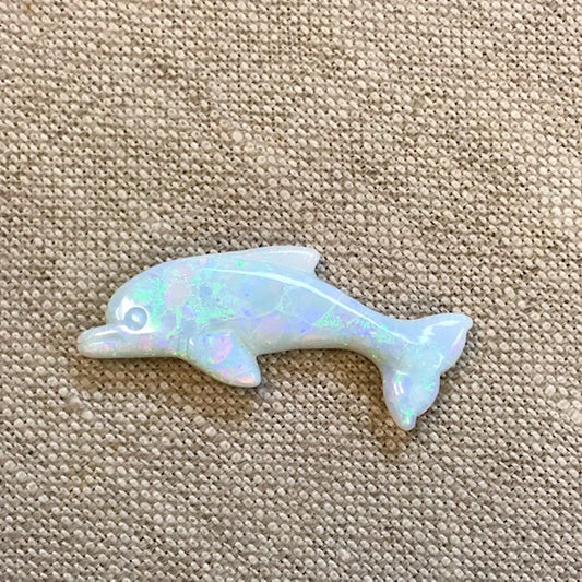 Sterling Opal Carved Dolphin