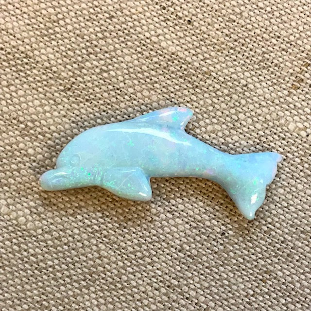 Sterling Opal Carved Dolphin