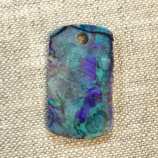 Sterling Opal Dog Tag