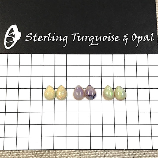 Sterling Opal 6x8mm Pear Cabochon Set