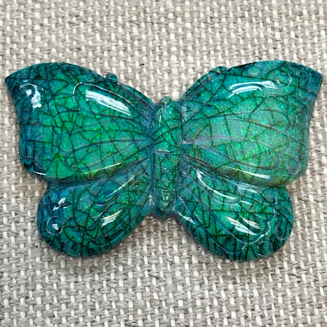 Sterling Opal Carved Butterfly