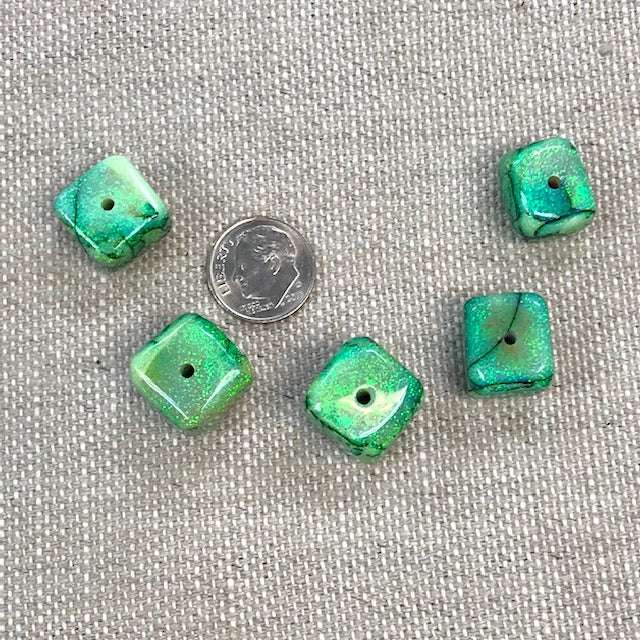 Sterling Opal Chunky Free Form Square Beads -- Set of 5