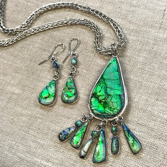 Sterling Opal Pendant/Earring Set in Sterling Silver