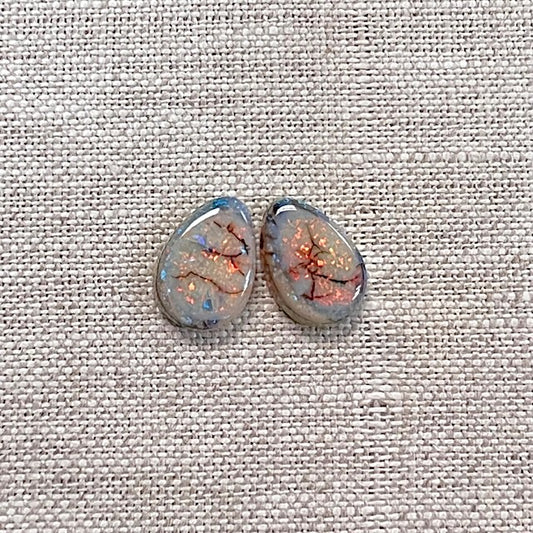 Sterling Opal 10x14mm Pear Cabochon Set