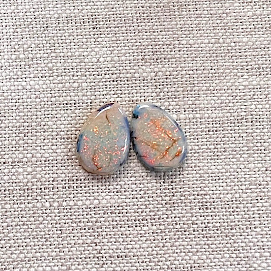 Sterling Opal 10x14mm Pear Cabochon Set