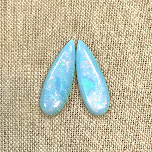 Sterling Opal 10x30mm Long Pear Cabochon Set