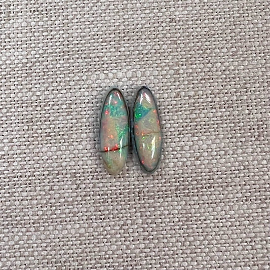 Sterling Opal 5x15mm Oval Cabochon Set