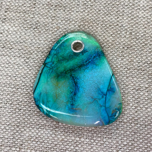 Sterling Opal Free Form Pendant W/ Sterling Silver