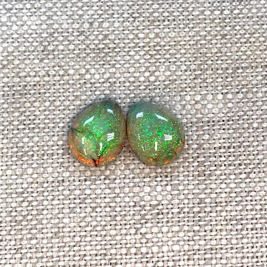 Sterling Opal 8x10mm Pear Cabochon Set