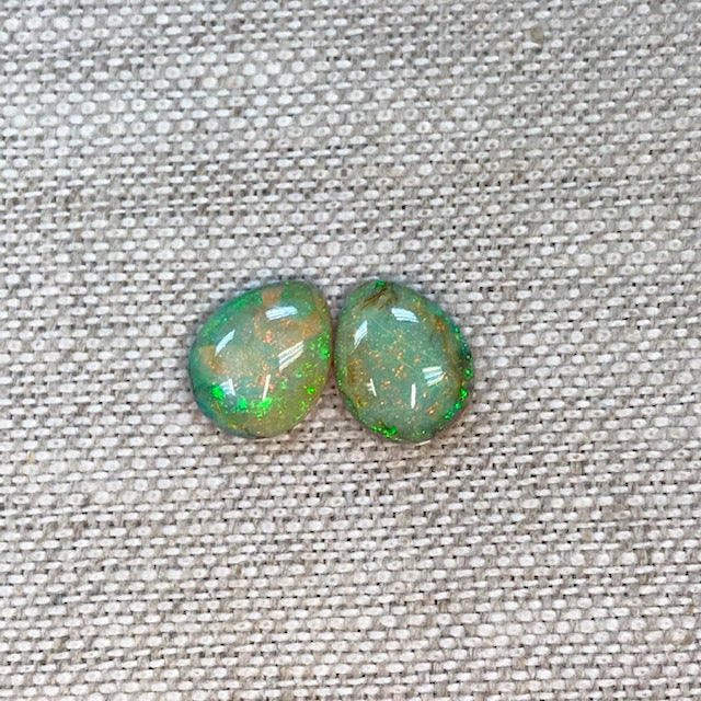Sterling Opal 8x10mm Pear Cabochon Set