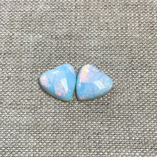 Sterling Opal 12mm Heart Cabochon Set