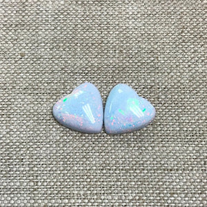Sterling Opal 12mm Heart Cabochon Set