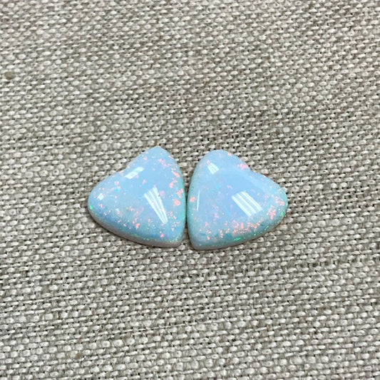 Sterling Opal 12mm Heart Cabochon Set