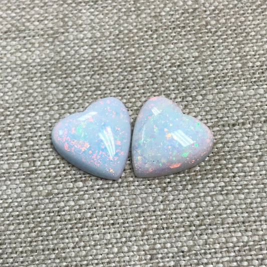 Sterling Opal 12mm Heart Cabochon Set