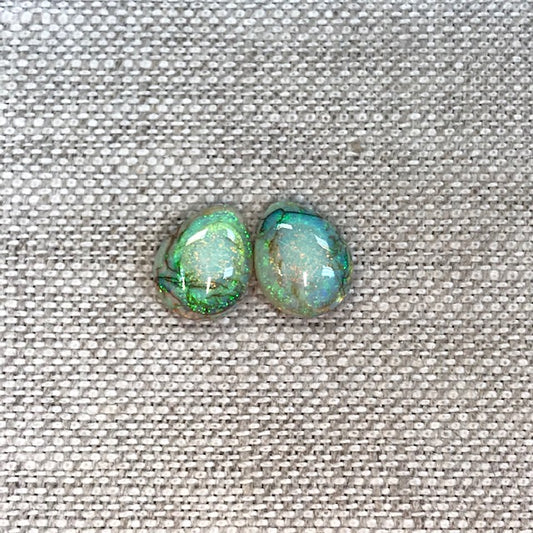 Sterling Opal 8x10mm Pear Cabochon Set