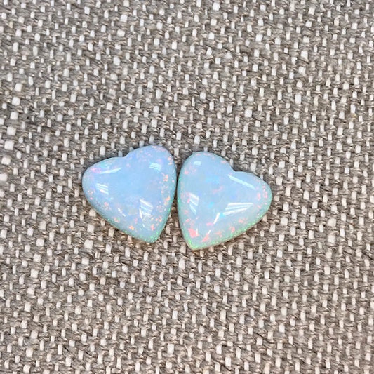 Sterling Opal 12mm Heart Cabochon Set