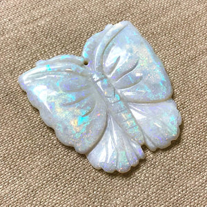 Sterling Opal Carved Butterfly -- 41x42mm