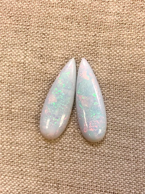 Sterling Opal 10x30mm Long Pear Cabochon Set