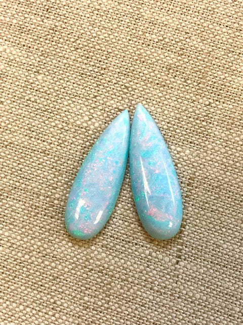 Sterling Opal 10x30mm Long Pear Cabochon Set