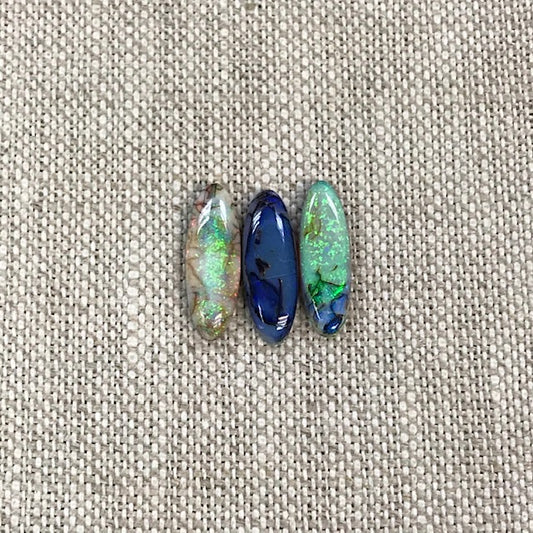 Sterling Opal 5x15 Oval Cabochon Set of 3