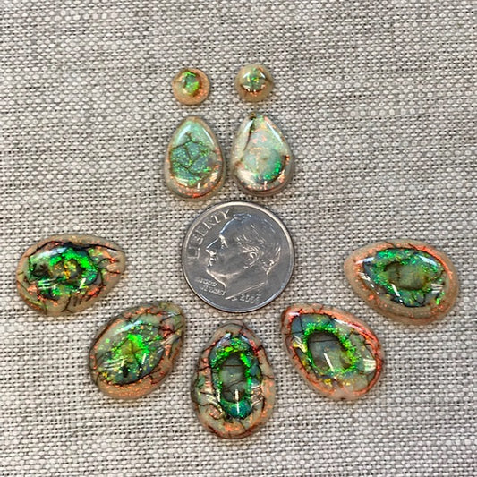Sterling Opal Pear Necklace/Earring Cabochon Set