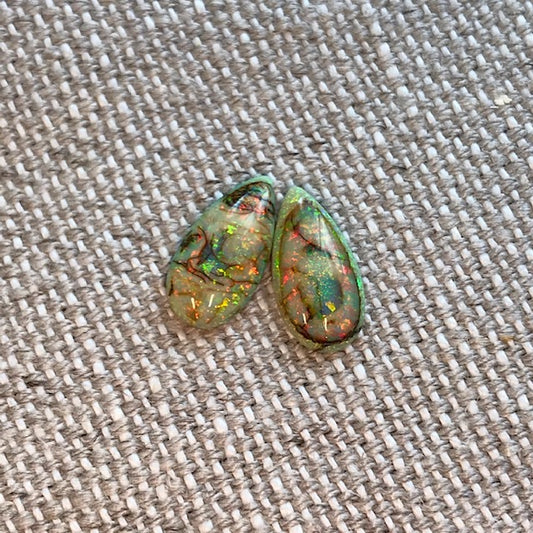 Sterling Opal 7x14mm Pear Cabochon Set