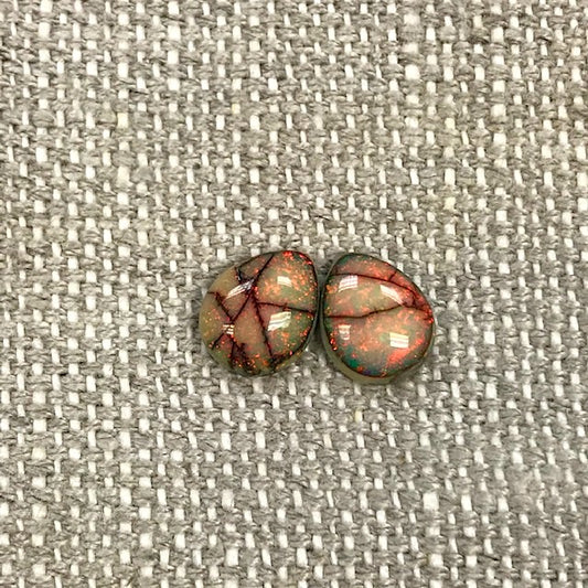 Sterling Opal 8x10mm Pear Cabochon Set