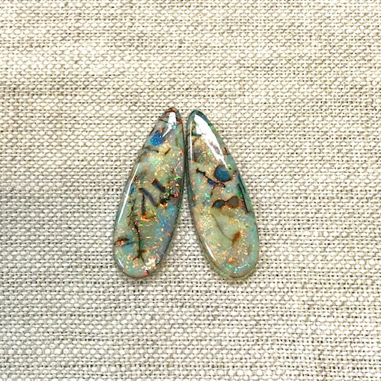 Sterling Opal 10x30mm Long Pear Cabochon Set